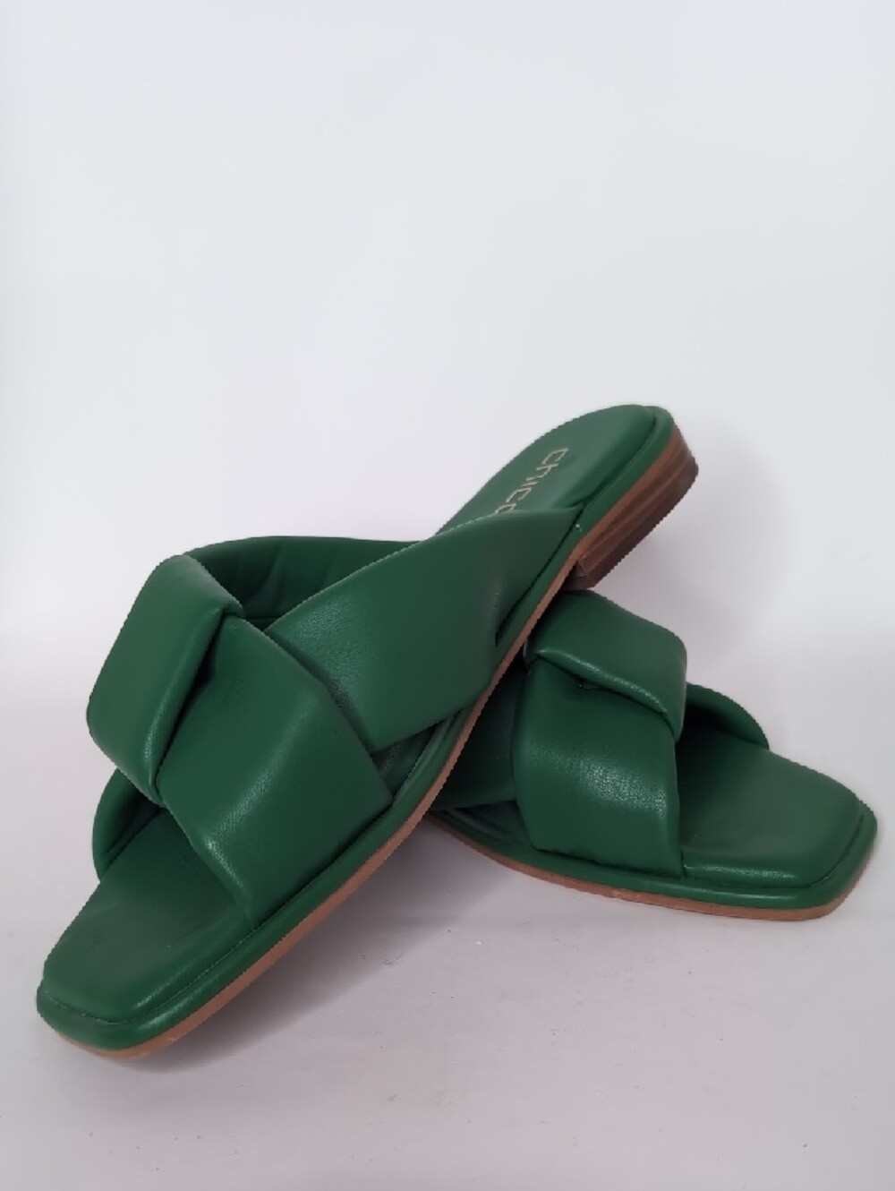 Chico's Green Padded Slide Sandals